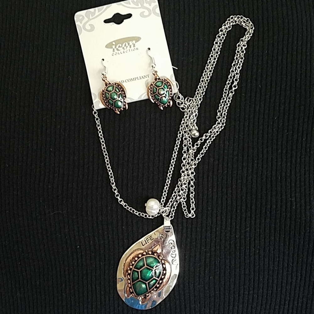 Turtle Necklace & Earring Set